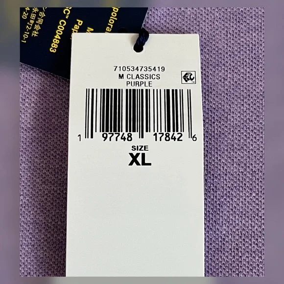 Polo Ralph Lauren Men’s Basic Polo Shirt Pastel Purple Color -Size XL